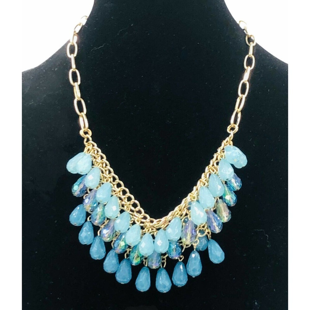 Charming Charlie Blue Teardrop Statement Necklace